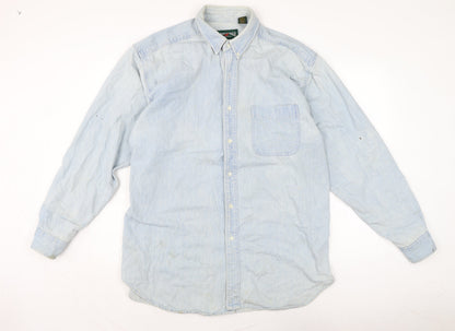 American Eagle Mens Blue Cotton Button-Up Size L Collared Button