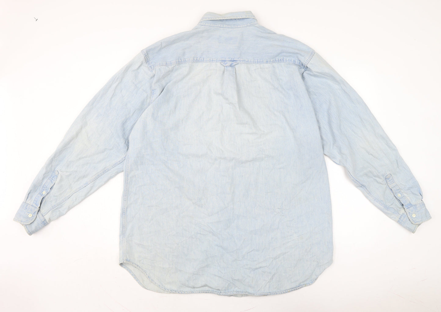 American Eagle Mens Blue Cotton Button-Up Size L Collared Button