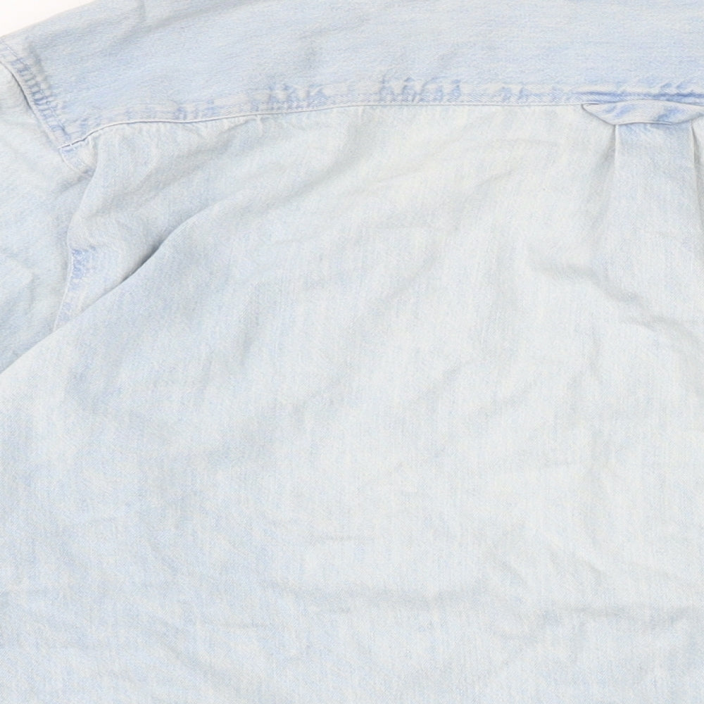American Eagle Mens Blue Cotton Button-Up Size L Collared Button