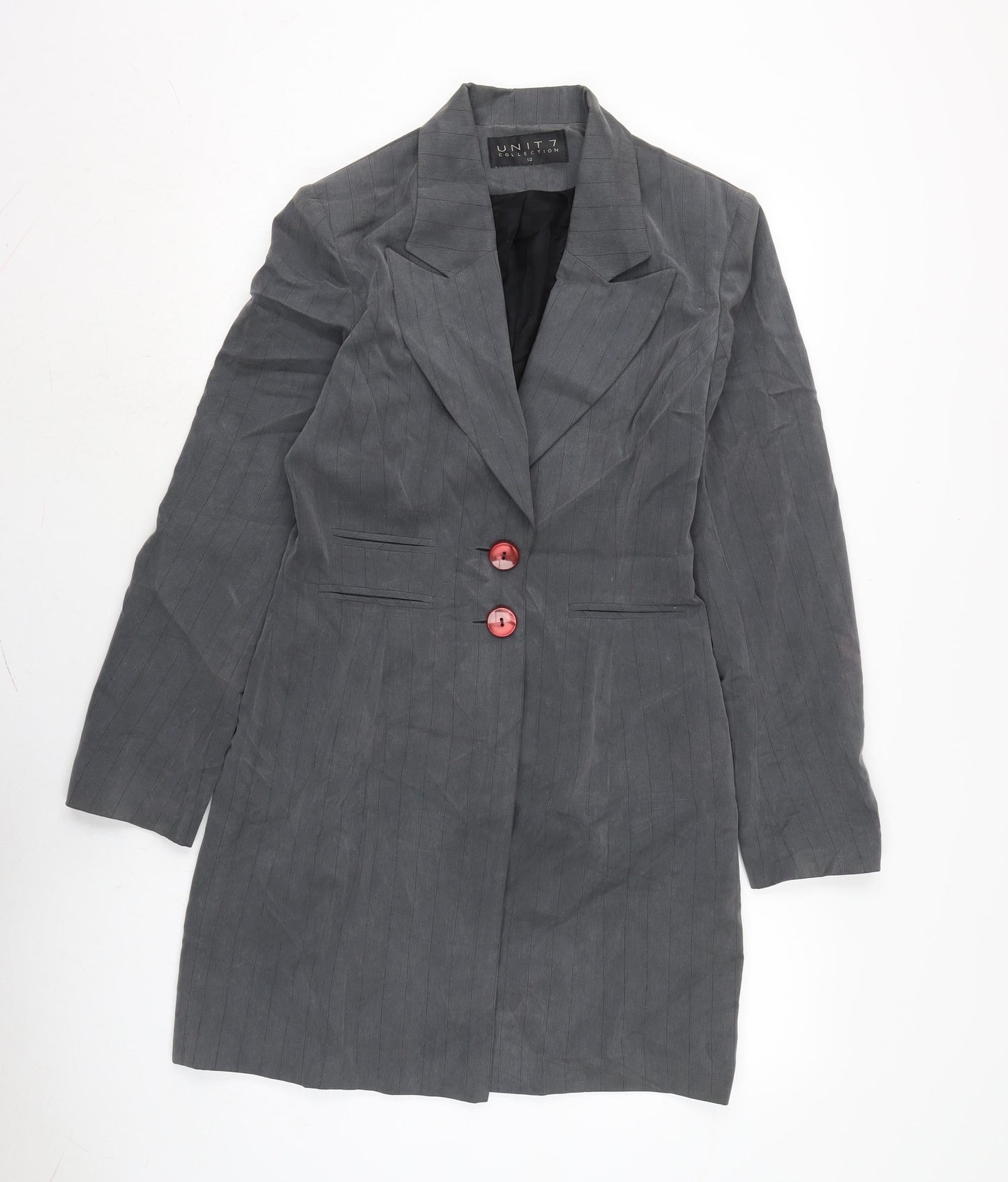 Unit 7 Womens Grey Jacket Size 12 Button