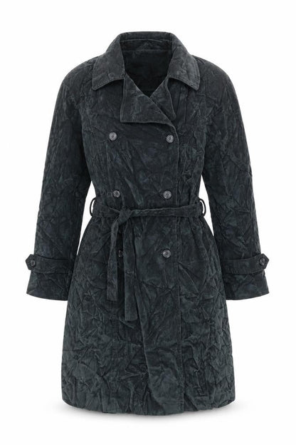 BLUNAUTA Womens Blue Trench Coat Coat Size L Button