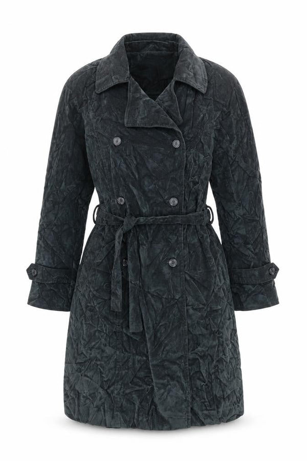 BLUNAUTA Womens Blue Trench Coat Coat Size L Button