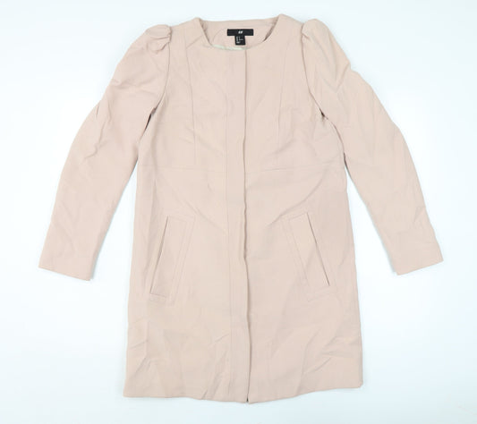 H&M Womens Pink Overcoat Coat Size 8 Zip