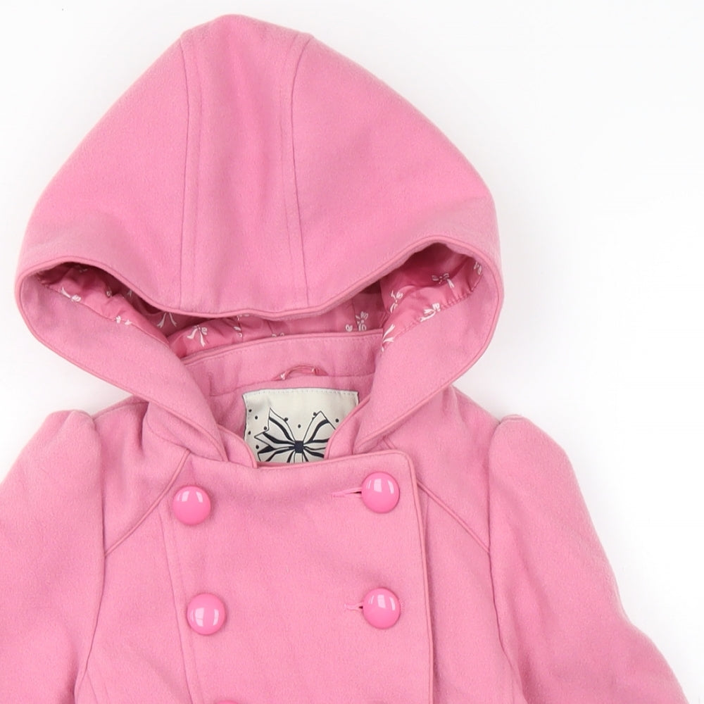 Made with love Girls Pink Pea Coat Coat Size 3 Years Button