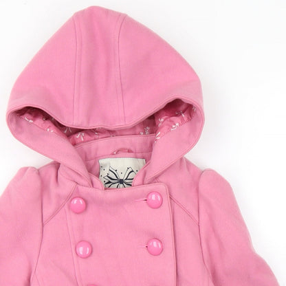 Made with love Girls Pink Pea Coat Coat Size 3 Years Button