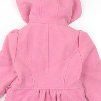 Made with love Girls Pink Pea Coat Coat Size 3 Years Button