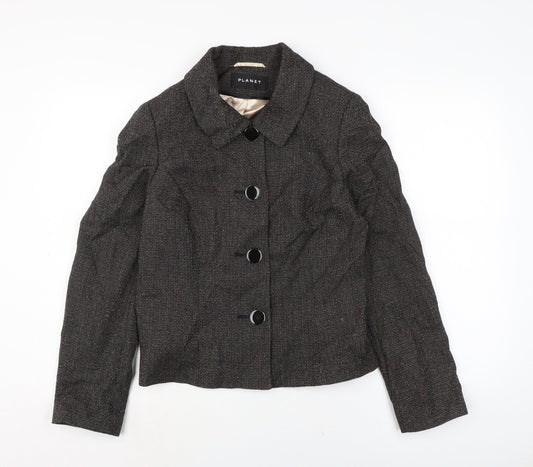 Planet Womens Brown Jacket Size 12 Button