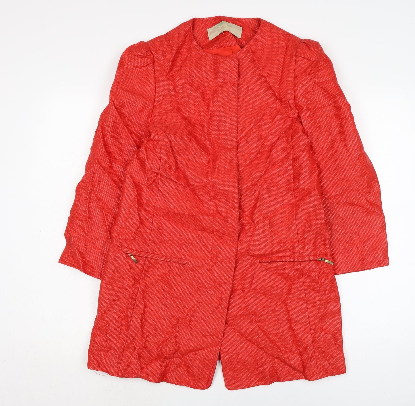 Womens UK Size S Zara Red Overcoat