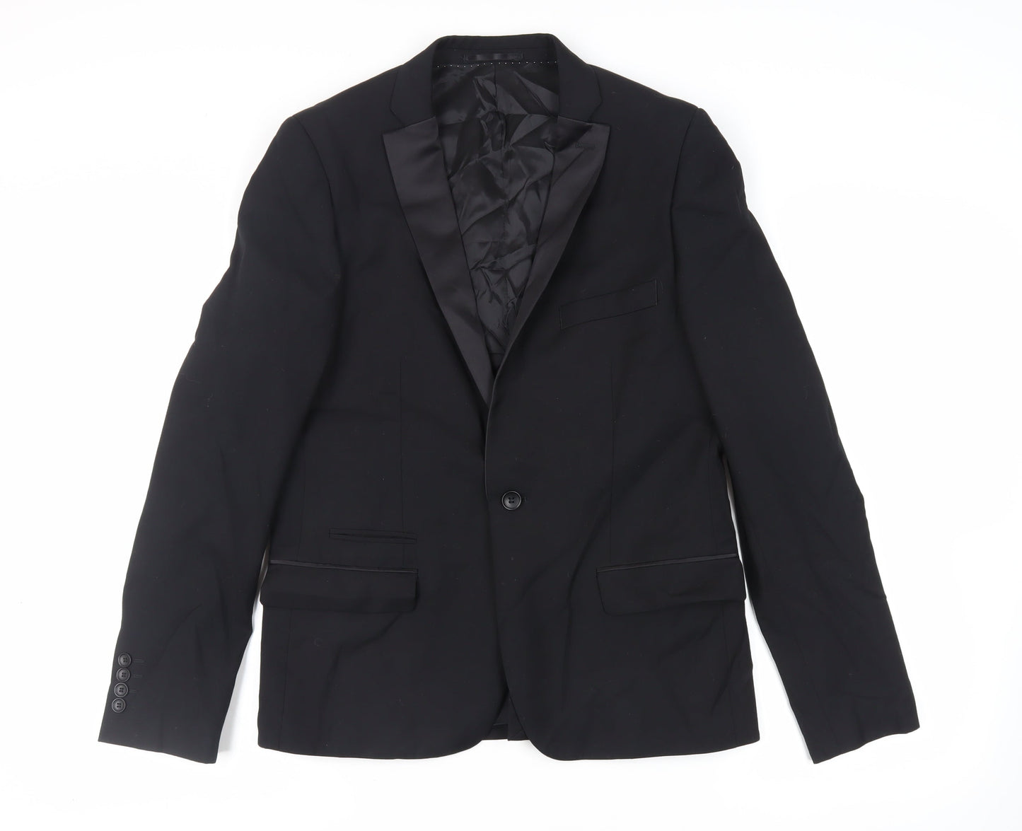 Mens UK Size 40 Topman Regular Black Suit Tuxedo