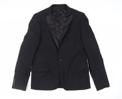 Mens UK Size 40 Topman Regular Black Suit Tuxedo