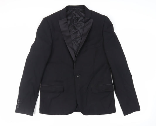 Mens UK Size 40 Topman Regular Black Suit Tuxedo