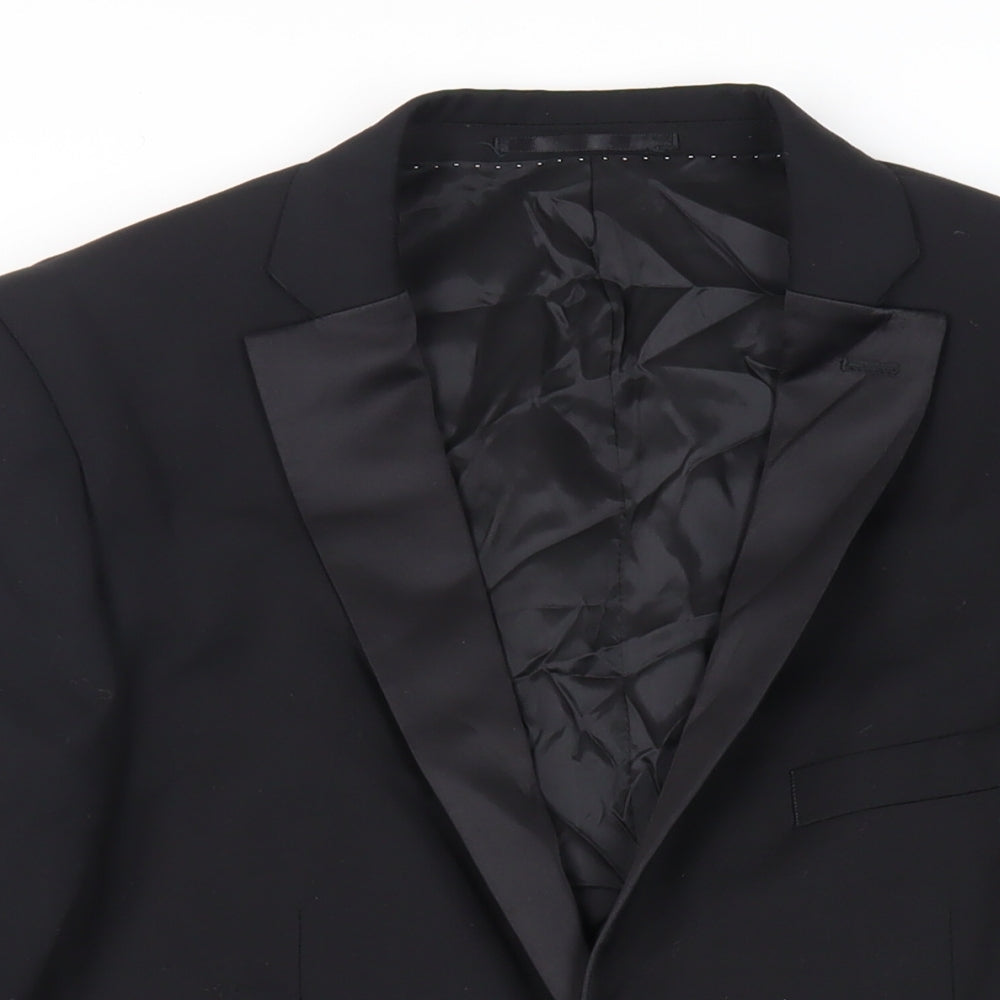 Mens UK Size 40 Topman Regular Black Suit Tuxedo