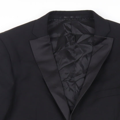 Mens UK Size 40 Topman Regular Black Suit Tuxedo