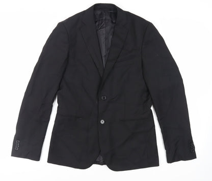 Doppelganger Mens Black Polyester Jacket Suit Jacket Size 36 Regular