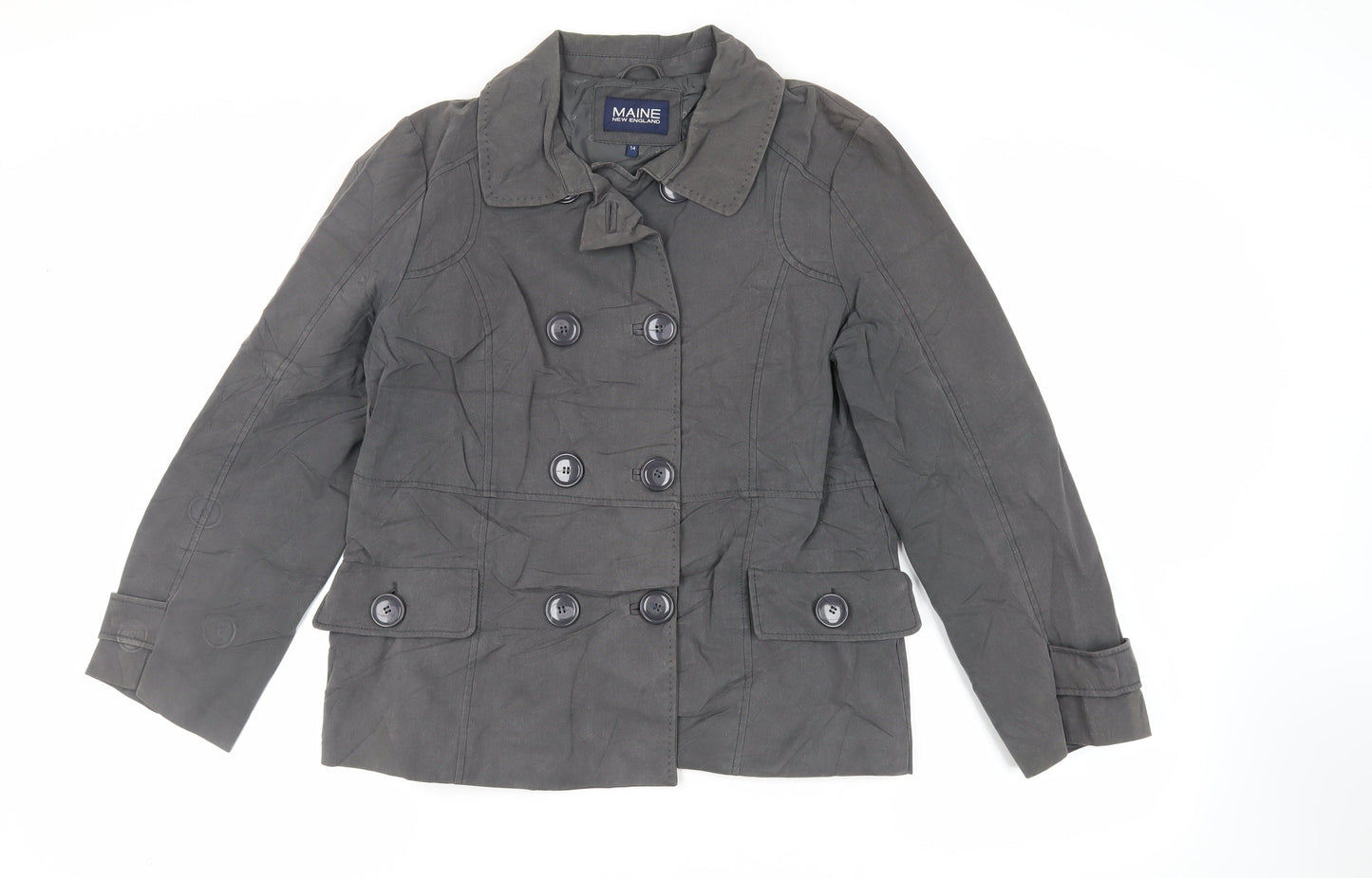 Maine New England Womens Grey Jacket Size 14 Button