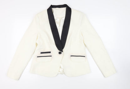 M&Co Womens Ivory Jacket Blazer Size 14 Button