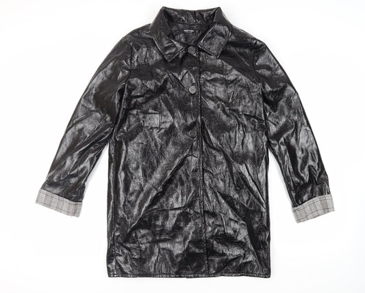 Nasty Gal Womens Black Overcoat Coat Size 10 Button