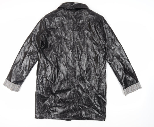 Nasty Gal Womens Black Overcoat Coat Size 10 Button