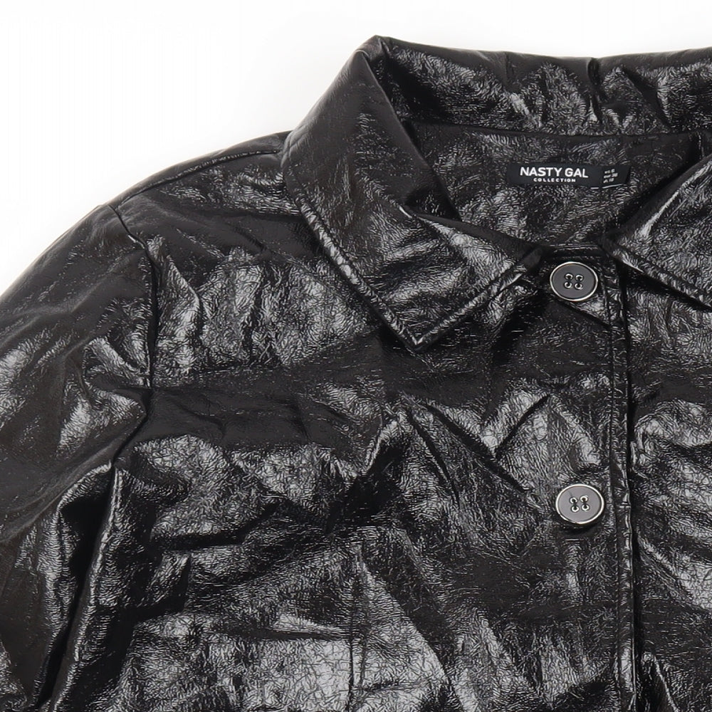 Womens UK Size 10 Nasty Gal Black Overcoat