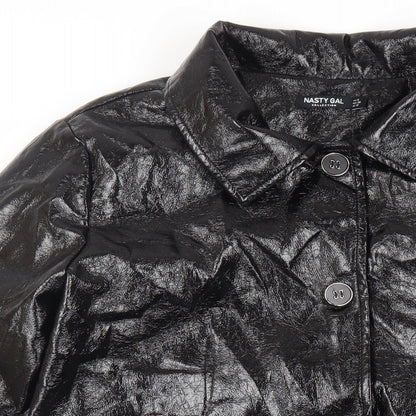 Womens UK Size 10 Nasty Gal Black Overcoat