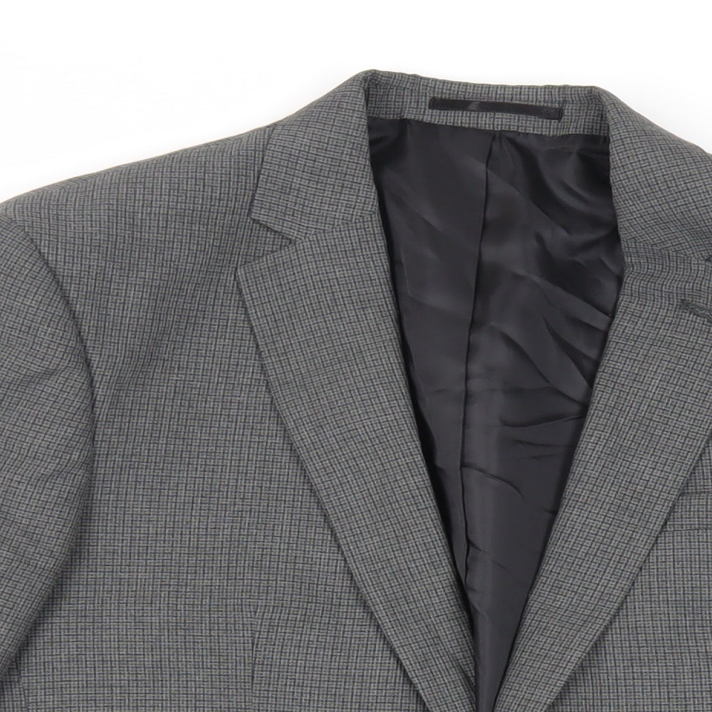 ASOS Mens Grey Plaid Polyester Jacket Suit Jacket Size 40 Regular