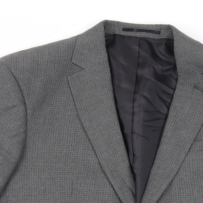 ASOS Mens Grey Plaid Polyester Jacket Suit Jacket Size 40 Regular