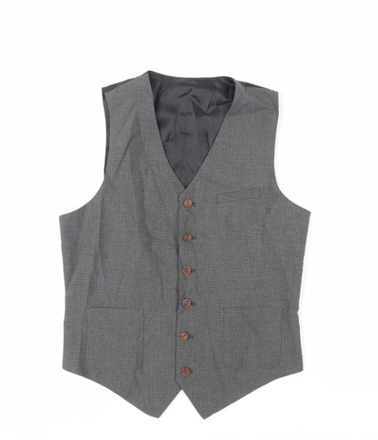 ASOS Mens Grey Plaid Polyester Jacket Suit Waistcoat Size 40 Regular