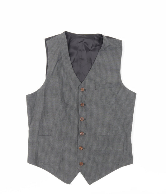 ASOS Mens Grey Plaid Polyester Jacket Suit Waistcoat Size 40 Regular