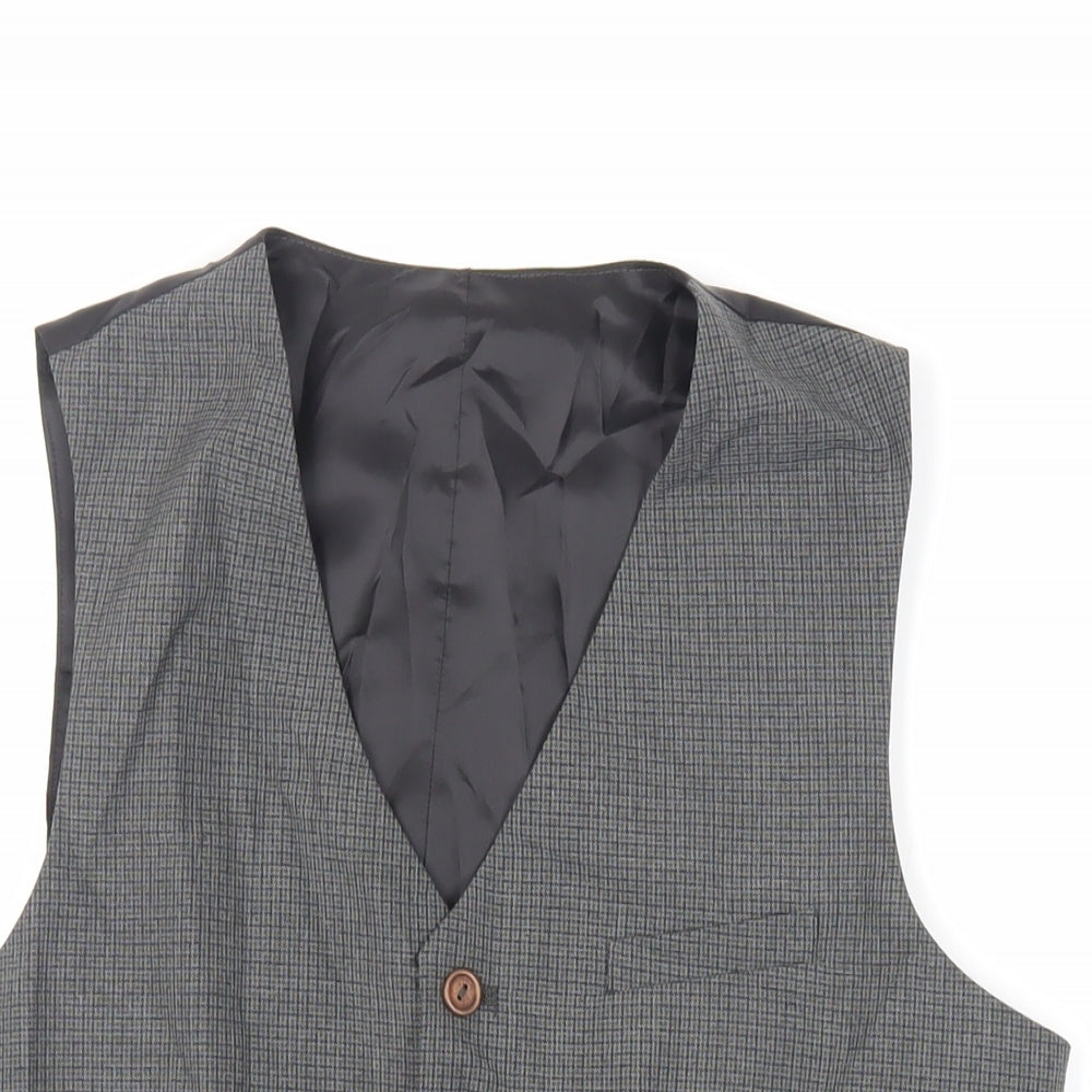 ASOS Mens Grey Plaid Polyester Jacket Suit Waistcoat Size 40 Regular