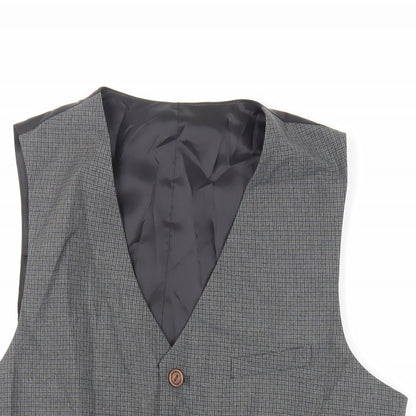 ASOS Mens Grey Plaid Polyester Jacket Suit Waistcoat Size 40 Regular
