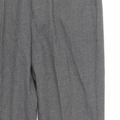ASOS Mens Grey Plaid Polyester Dress Pants Trousers Size 32 in L32 in Regular Zip