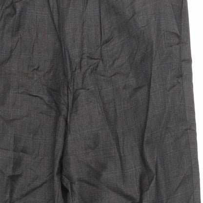 Marks and Spencer Mens Grey Plaid Wool Dress Pants Trousers Size 32 in L29 in Regular Zip