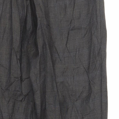 Marks and Spencer Mens Grey Plaid Wool Dress Pants Trousers Size 32 in L29 in Regular Zip