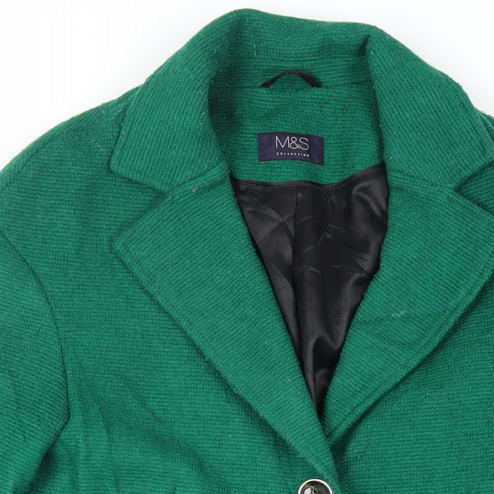Womens UK Size 10 Marks and Spencer Green Pea Coat