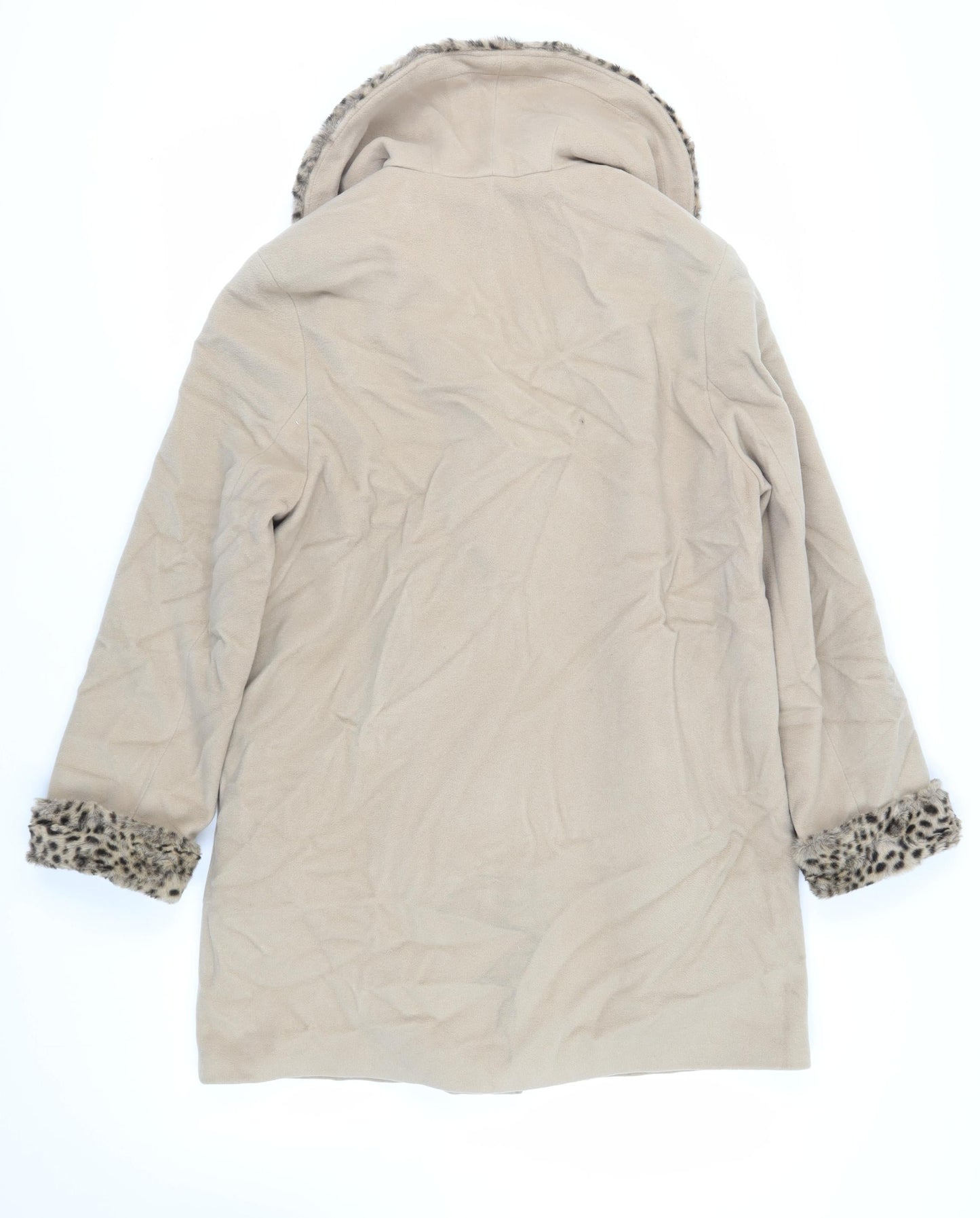 Individual Winter Womens Beige Overcoat Coat Size 12 Button - Faux Fur Collar