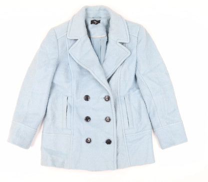 Womens UK Size 12 M&Co Blue Pea Coat