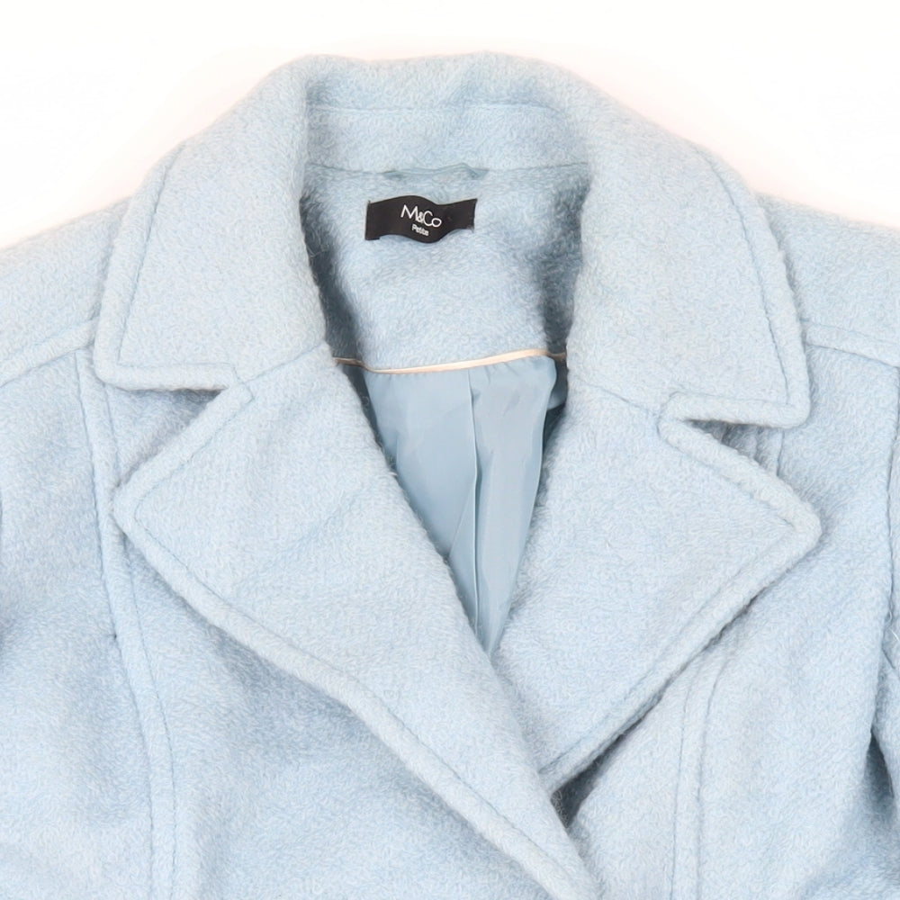 Womens UK Size 12 M&Co Blue Pea Coat