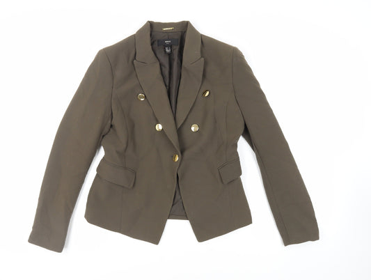 Mango Womens Green Jacket Blazer Size L Button