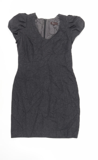 Great Plains Womens Grey Wool Pencil Dress Size M Scoop Neck Zip - Lined