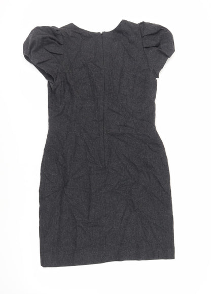 Great Plains Womens Grey Wool Pencil Dress Size M Scoop Neck Zip - Lined