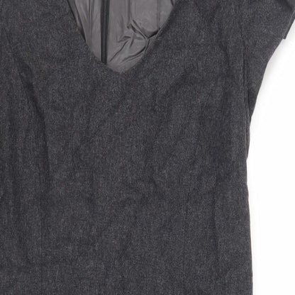 Great Plains Womens Grey Wool Pencil Dress Size M Scoop Neck Zip - Lined