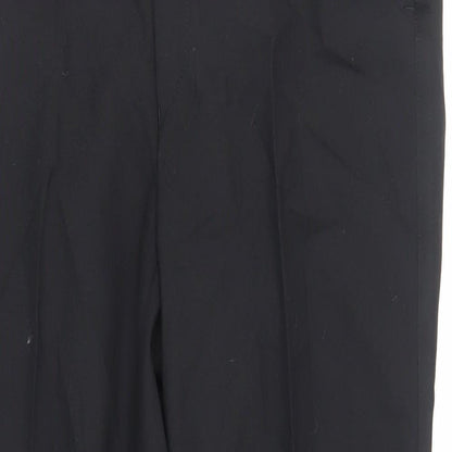 Marks and Spencer Mens Black Polyester Dress Pants Trousers Size 36 in L31 in Regular Zip