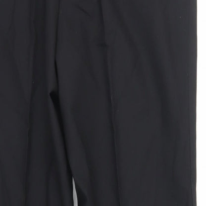 Marks and Spencer Mens Black Polyester Dress Pants Trousers Size 36 in L31 in Regular Zip
