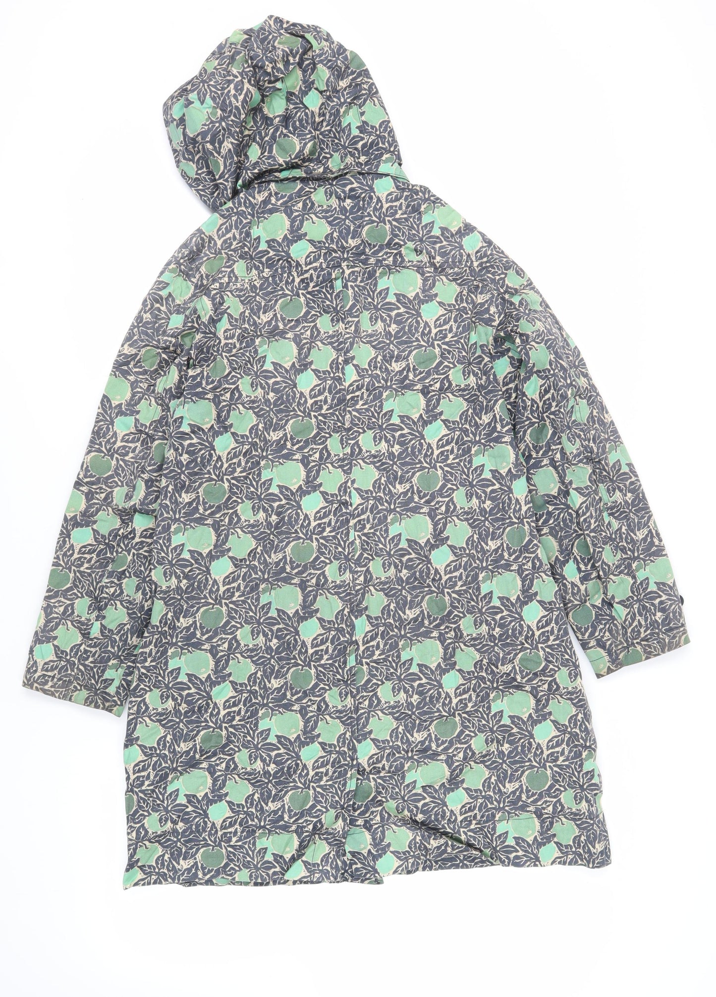 Tin cloth Womens Blue Geometric Rain Coat Coat Size 12 Zip - Hooded