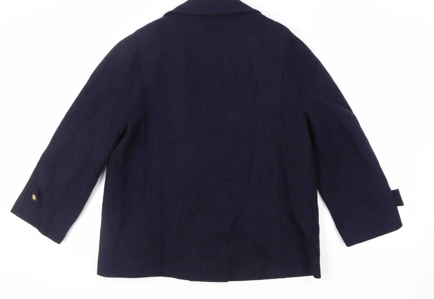 Seasons Womens Blue Pea Coat Coat Size L Button - Vintage