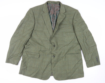 Brook Taverner Mens Green Plaid Wool Jacket Blazer Size 50 Regular
