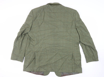Brook Taverner Mens Green Plaid Wool Jacket Blazer Size 50 Regular