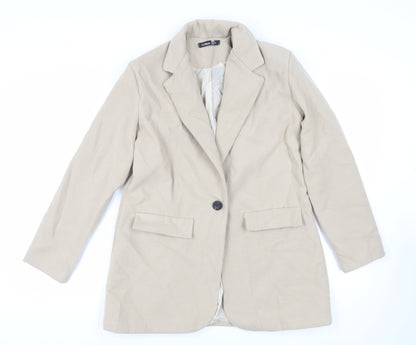 Boohoo Womens Beige Overcoat Coat Size 12 Button