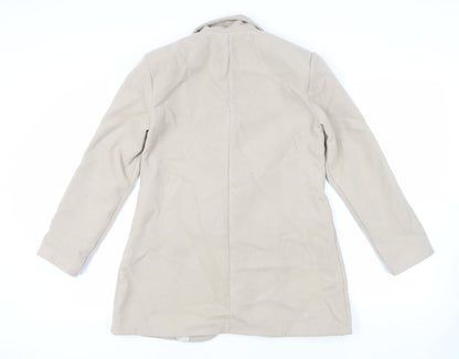 Boohoo Womens Beige Overcoat Coat Size 12 Button