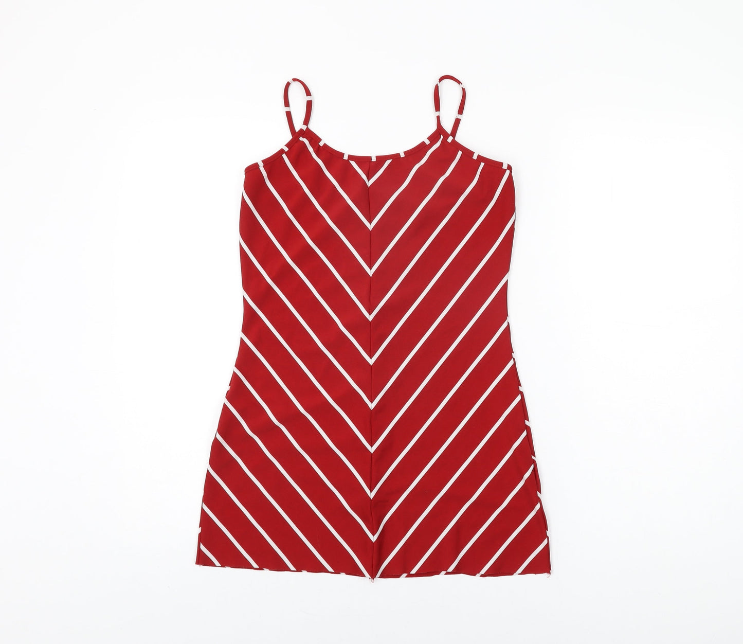 Ling Womens Red Striped Polyester Camisole T-Shirt Size M Scoop Neck